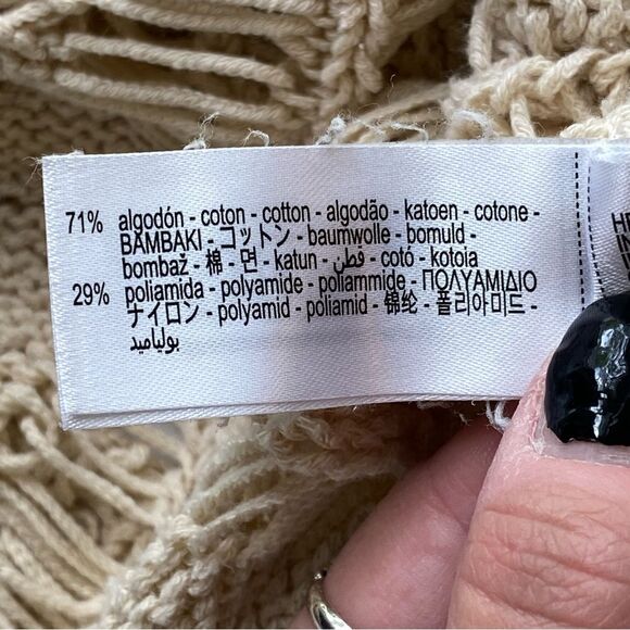 Zara Distressed Beige Laddered Knit Long Sleeve Crop Top Size Small - Picture 14 of 16